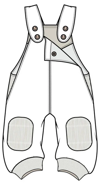 Crianças Usam Bodysuit Dungaree Esboço Vetorial Design Plano Design Esboço —  Vetores de Stock