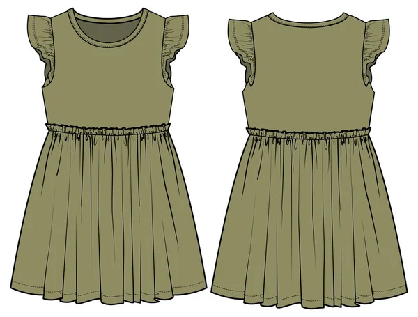 Sukienka Dla Dziewczynek Przód Tył Wektor Ilustracji — Wektor stockowy