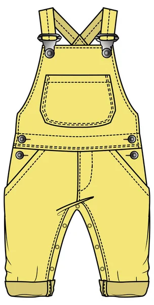 Kids Wear Dungaree Bodysuit Playsuit Vector Sketch — 图库矢量图片