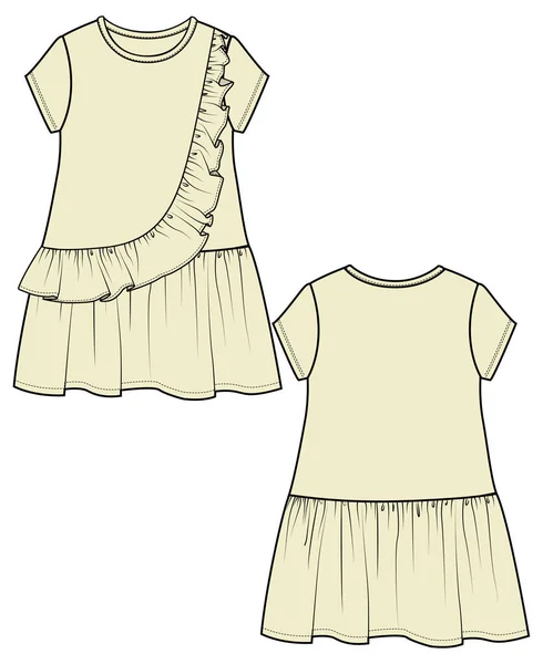 子供の女の子のためのドレス フロントとバックベクトルイラスト — ストックベクタ