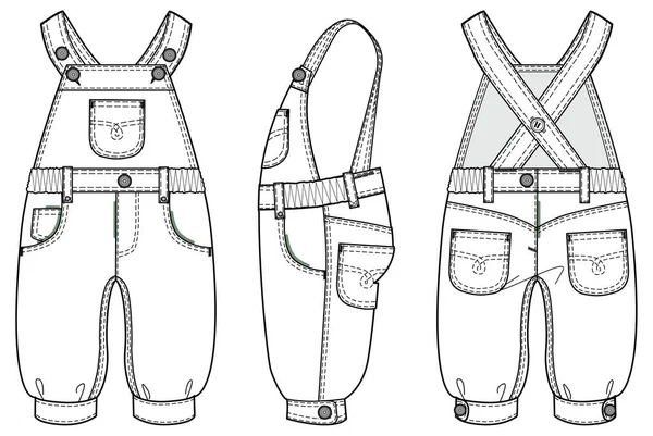 子供の全体またはジャンプスーツの技術的なファッションイラスト — ストックベクタ