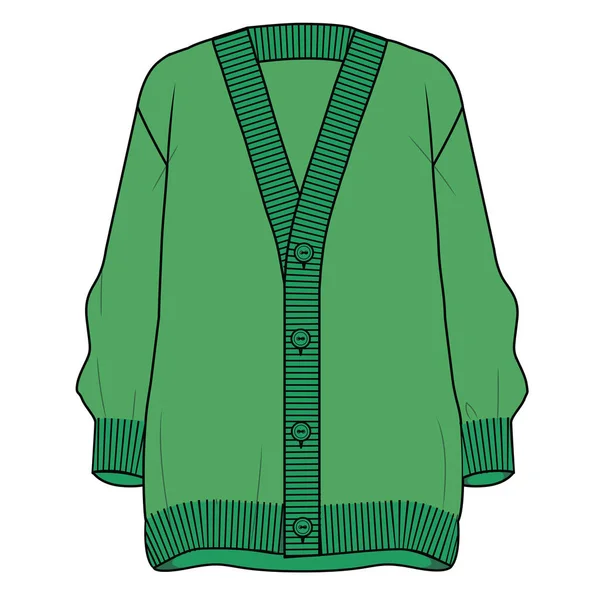 Mädchen Wear Vintage Cardigan Sweater Verbindung Setzen Vector Sketch — Stockvektor