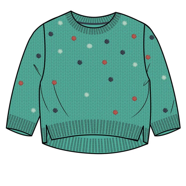 孩子们穿 Cardigan Sweater Vector Sketch — 图库矢量图片