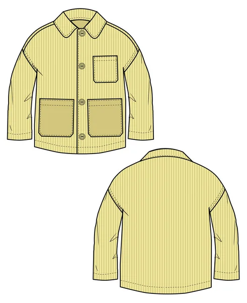 Kid Boy Wear Shirt Jacket Shacket Illustration Vector Sketch Rückkehr — Stockvektor