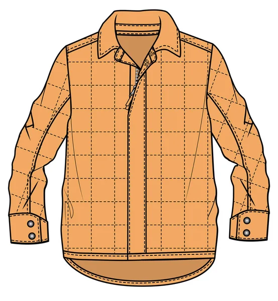 Kid Boy Wear Shirt Jacket Shacket Illustration Vector Sketch — Stockvektor