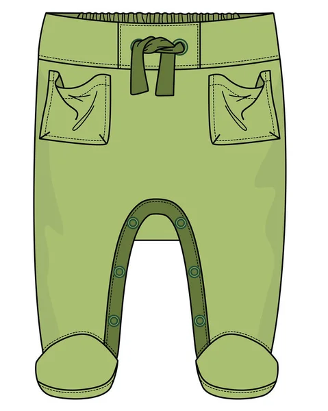 Kid Bottom Wear Green Legging Flat Vector Design — Stock Vector