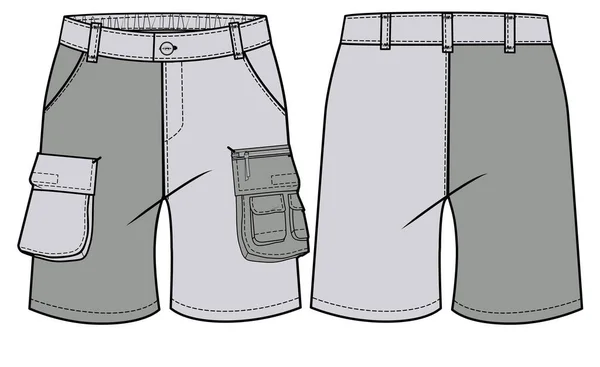 Vektor Ilustrasi Celana Pendek Belakang Dan Depan - Stok Vektor