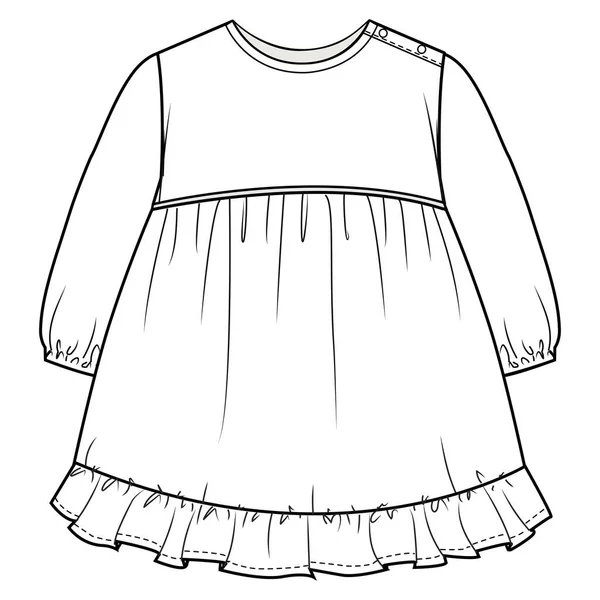 可爱的白色连衣裙的矢量插图 — 图库矢量图片