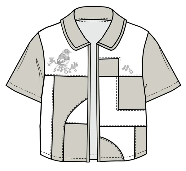 Kid Boy Wear Shirt Jacket Shacket Illustration Vector Sketch — Stockový vektor