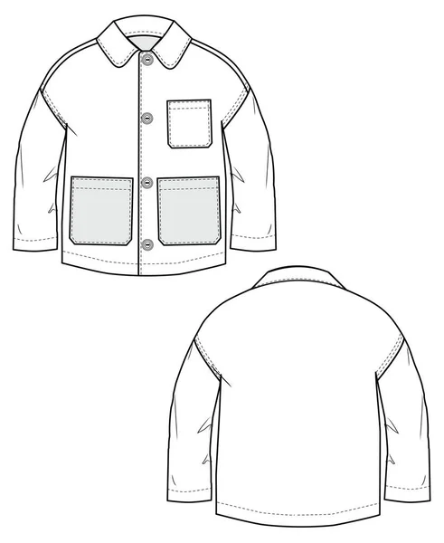 Niño Niño Vestido Camiseta Jacket Esquema Vector Ilustración Chaqueta Volver — Vector de stock