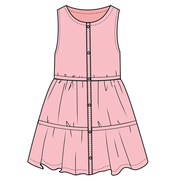 Pink Girls Dress Vector Illustration — Stock Vector