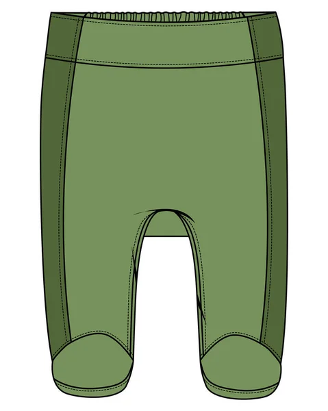 キッズボトムは緑の脚フラットベクトルデザインを着用 — ストックベクタ