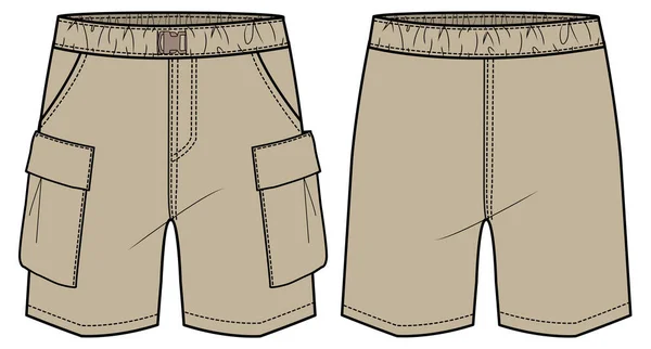 Vektor Ilustrasi Celana Pendek Belakang Dan Depan - Stok Vektor