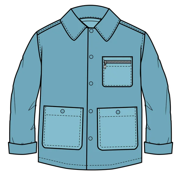 Niño Niño Vestido Camiseta Jacket Escote Vector Ilustración Chaqueta — Vector de stock