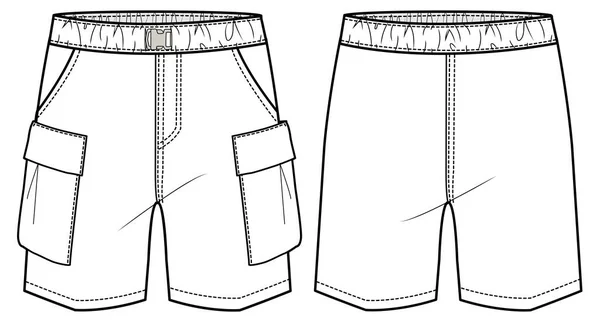 Ilustración Vectorial Pantalones Cortos Plantilla Boceto Moda — Archivo Imágenes Vectoriales