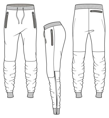 Koşucuların vektör çizimi. Arkadan ve önden