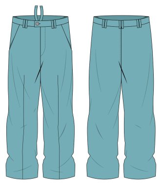 Plaj pantolonu çizimi, ön arka model..