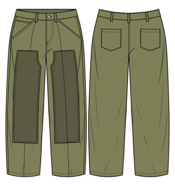 Vektör çizimi karşıtlık aracı pantolonu, ön arka model.