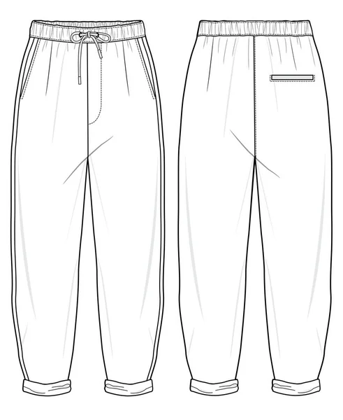 Hafif Hacimli Pantolonların Vektör Çizimi Arka Model — Stok Vektör