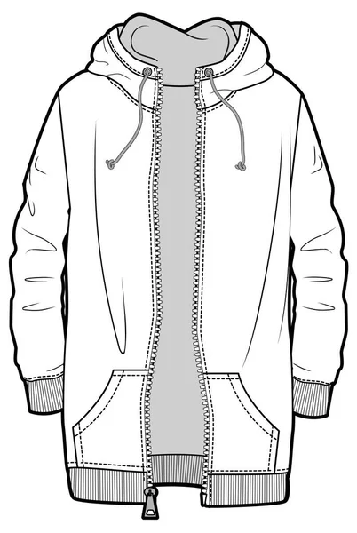 Vector Illustration White Jacket Zipper — Stock Vector