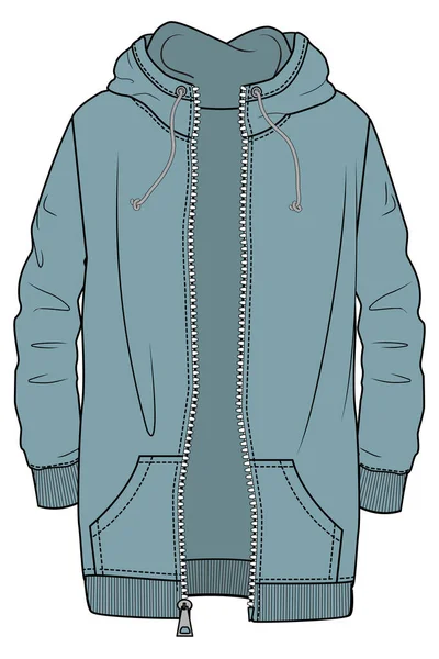 ジッパー付きの青いジャケットのベクトルイラスト — ストックベクタ