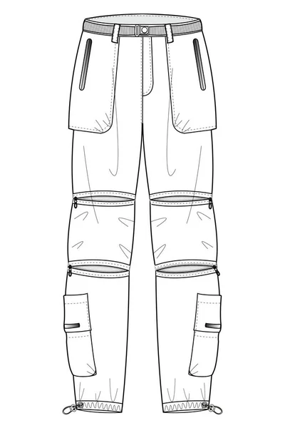 Vector Sketch Illustration Adaptable Hiking Pants Fashionable Template — Stock Vector