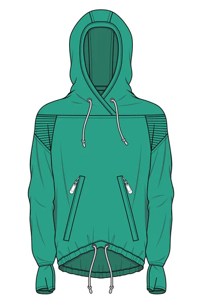 Vector Illustration Green Hoodie — Stock Vector