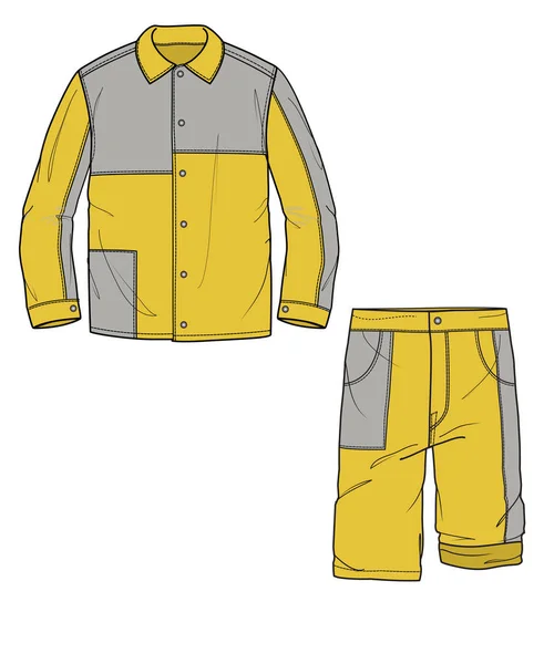 Kid Boys Resort Wear Krátkodobé Krátkodobé Set — Stockový vektor