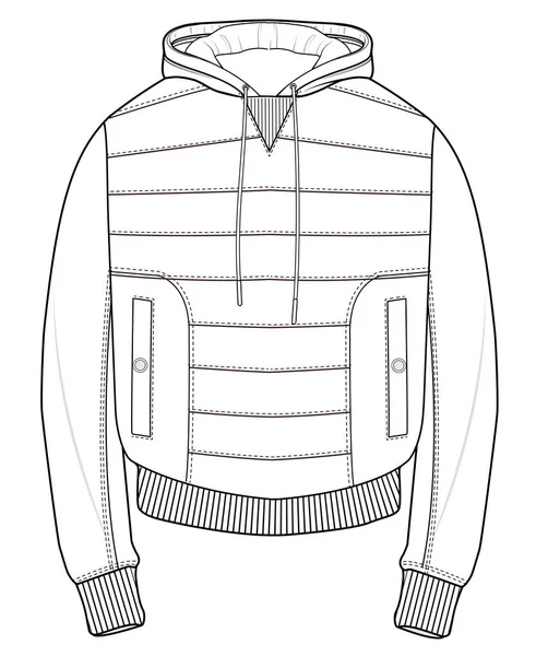 Dibujo Vectorial Ilustración Una Sudadera Con Capucha Masculina — Vector de stock