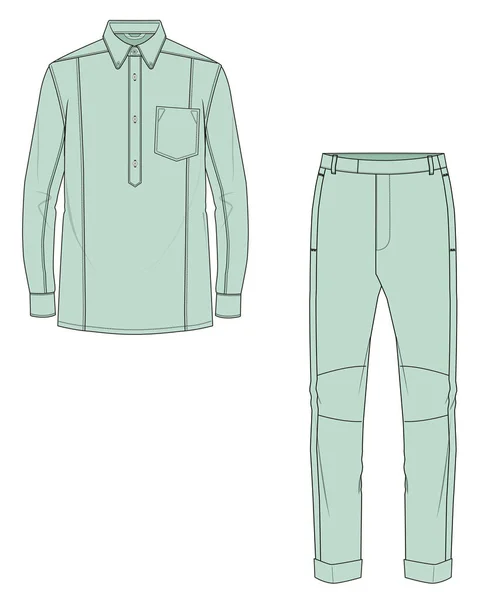 男人和男孩穿衬衫和裤子 睡衣套装 — 图库矢量图片