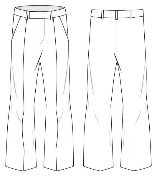 Illustration Vectorielle Pantalon Évasé Maquette Arrière Avant — Image vectorielle