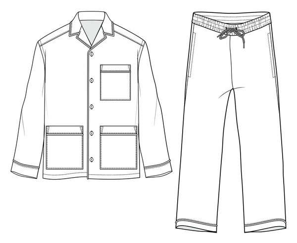 Vector Illustration Pajama Set White Background — Stock Vector