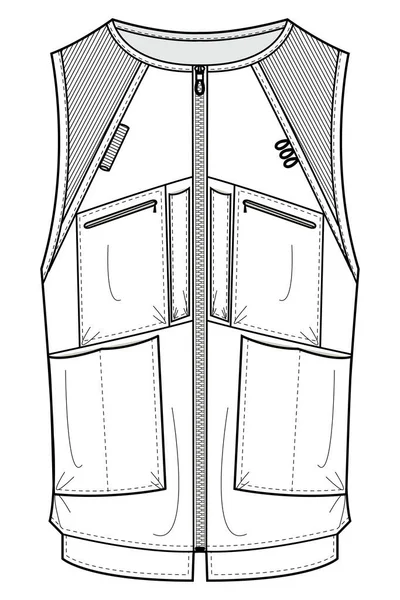 套袋时尚素描模板的拉链实用背心 — 图库矢量图片
