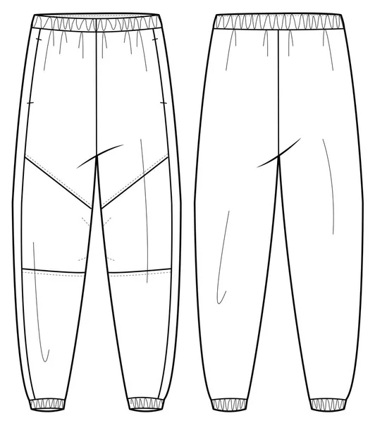 Vektorový Náčrt Ilustrace Zahřáté Teplákové Kalhoty Přední Zadní Maketa Módní — Stockový vektor