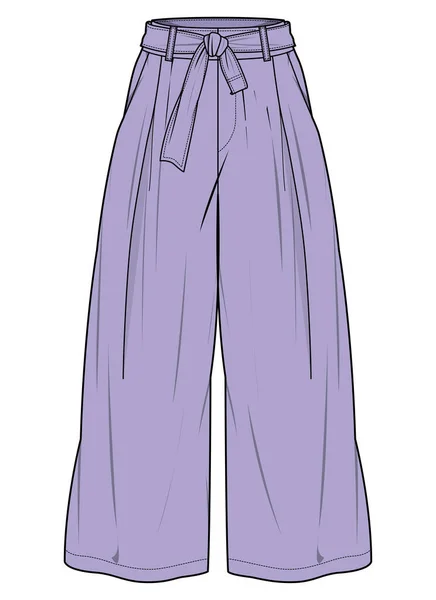Vector Ilustración Púrpura Pantalones Recortados Anchos — Archivo Imágenes Vectoriales