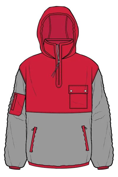 Szürke Piros Kabát Fehér Alapon — Stock Vector