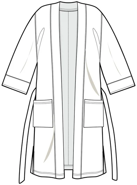 统一的Robe时装平面草图模板 技术时尚说明 — 图库矢量图片