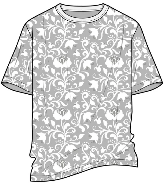 Ilustração Vetorial Uma Camiseta Com Modelo Floral —  Vetores de Stock