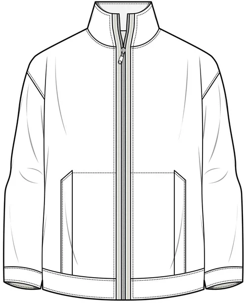 Vetor Preto Branco Ilustração Uma Jaqueta Moda Masculina Com Zíper —  Vetores de Stock