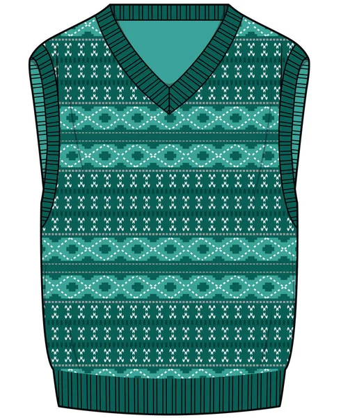 Șablon Schiță Vestă Verde Tricotată — Vector de stoc