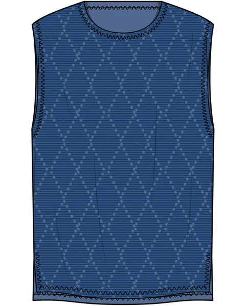 针织蓝色背心时装素描模板 — 图库矢量图片