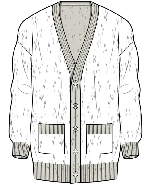 Ilustracja Moda Wektor Szkic Kobieta Sweter — Wektor stockowy
