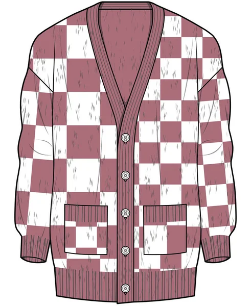 Vektor Illustration Eines Modisch Karierten Pullovers — Stockvektor
