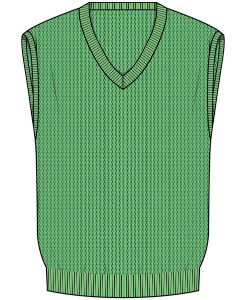 Knitted Green Vest Fashion Sketch Template — 스톡 벡터