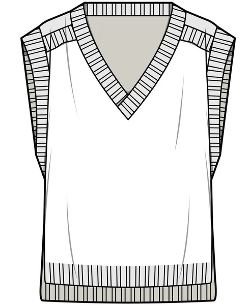 Knitted Vest Fashion Sketch Template — Stock Vector