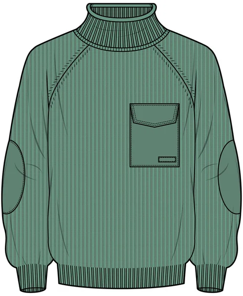 Grüner Herren Pullover Mit Blauem Sweatshirt — Stockvektor
