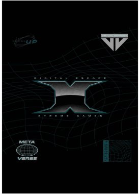 Meta ayet, oyun ürünleri, tipografi, teknoloji konsepti