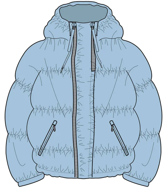 Unisex Leve Pufffer Jacket Winter Wear Vector —  Vetores de Stock