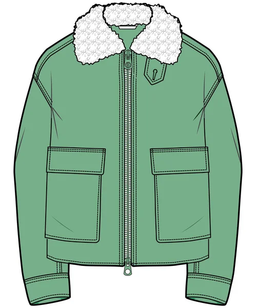 Jacket Collar Partage Avec Pochets — Image vectorielle