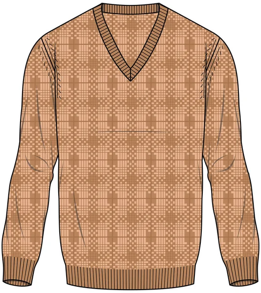 男子和男孩Casual Neck Sweater — 图库矢量图片